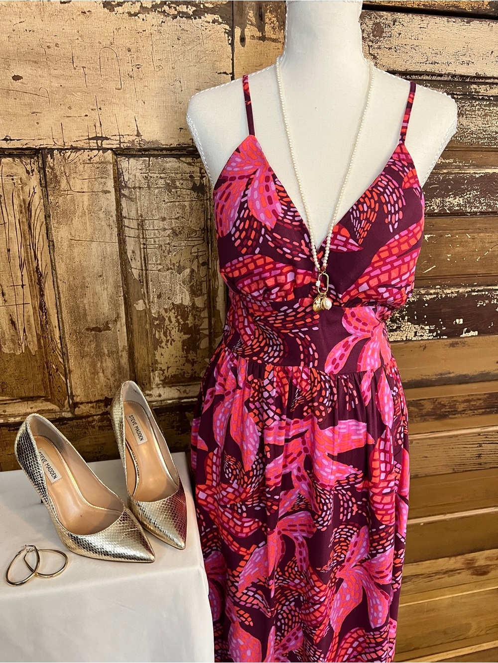Jessica Simpson Floral Maxi Dress | Open Tie Back Vacation Dress | M